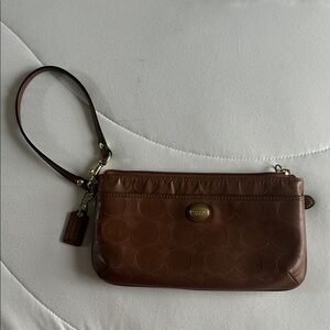Coach Brown Leather Wristlet